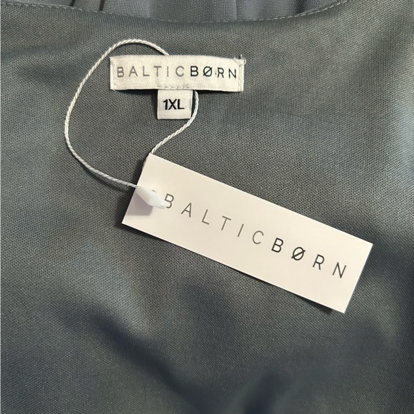 Baltic Born Kristina Dusty Blue Flowy Wrap Tie Slit Maxi Dress Womens Size 1XL - Picture 7 of 11